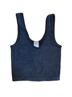 Suzette Tween black ribbed crop tank size 7-14 girls in EUC